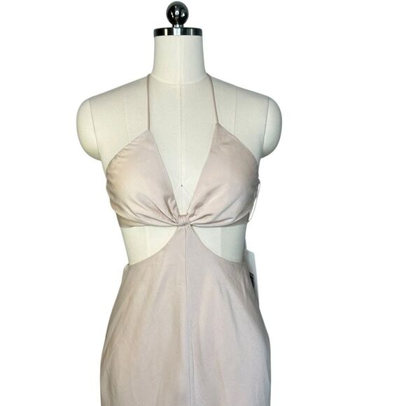 Saints and Secrets Nude Satin Cut Out Maxi Dress | Size S - Picture 2 of 13